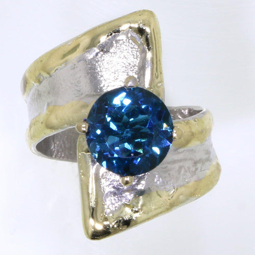 14K Gold & Crystalline Silver London Blue Topaz Ring - 31925-Shelli Kahl-Renee Taylor Gallery