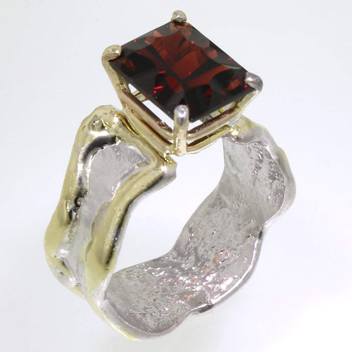 14K Gold & Crystalline Silver Garnet Ring - 31944-Shelli Kahl-Renee Taylor Gallery