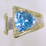14K Gold & Crystalline Silver Blue Topaz Ring - 31948-Fusion Designs-Renee Taylor Gallery