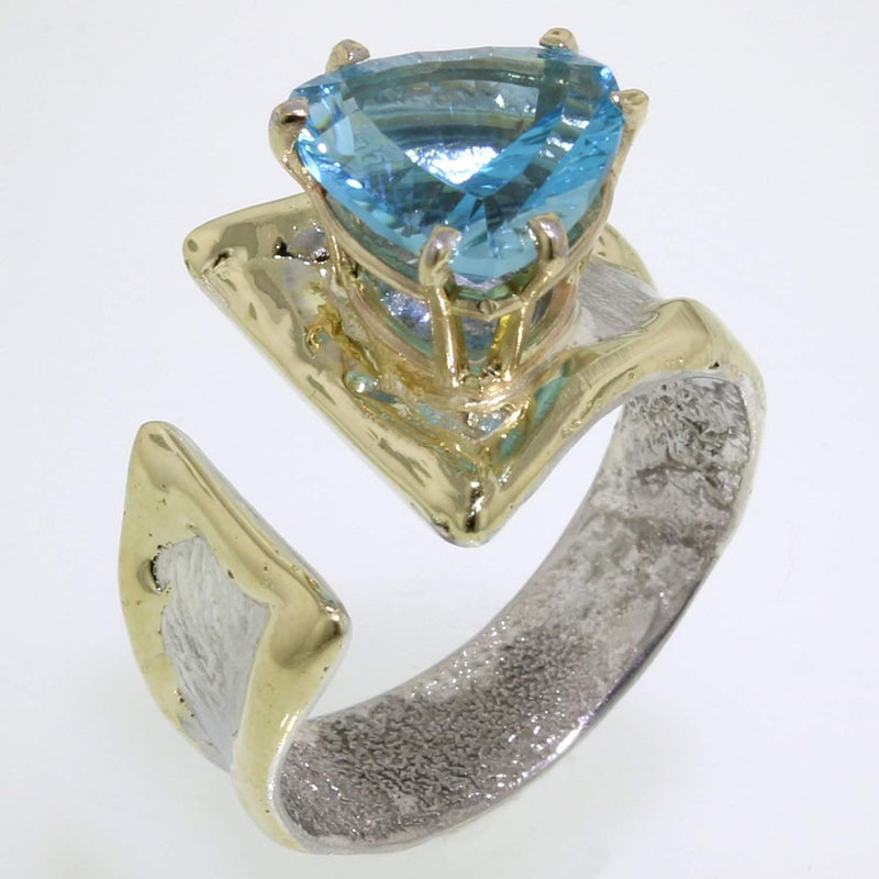 14K Gold & Crystalline Silver Blue Topaz Ring - 31948-Fusion Designs-Renee Taylor Gallery