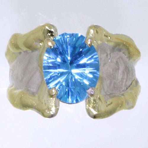 14K Gold & Crystalline Silver Blue Topaz Ring - 31949-Shelli Kahl-Renee Taylor Gallery