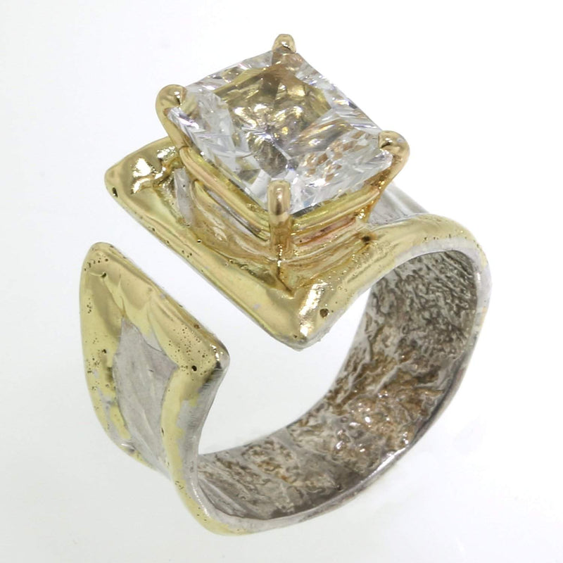 14K Gold & Crystalline Silver White Topaz Ring - 31954-Fusion Designs-Renee Taylor Gallery