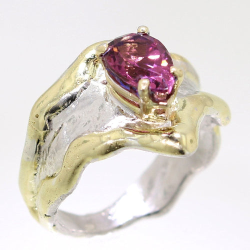 14K Gold & Crystalline Silver Pink Tourmaline Ring - 31965-Shelli Kahl-Renee Taylor Gallery