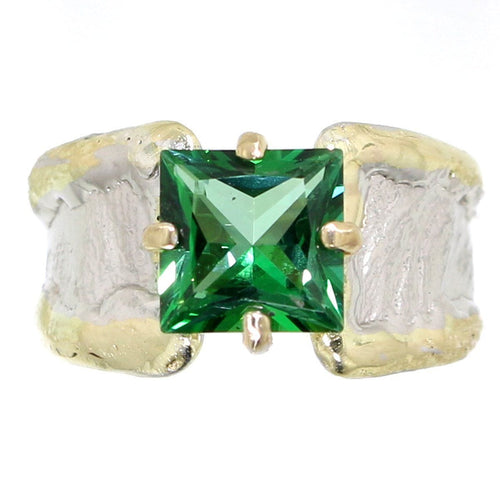 14K Gold & Crystalline Silver Rainforest Green Topaz Ring - 31966-Shelli Kahl-Renee Taylor Gallery