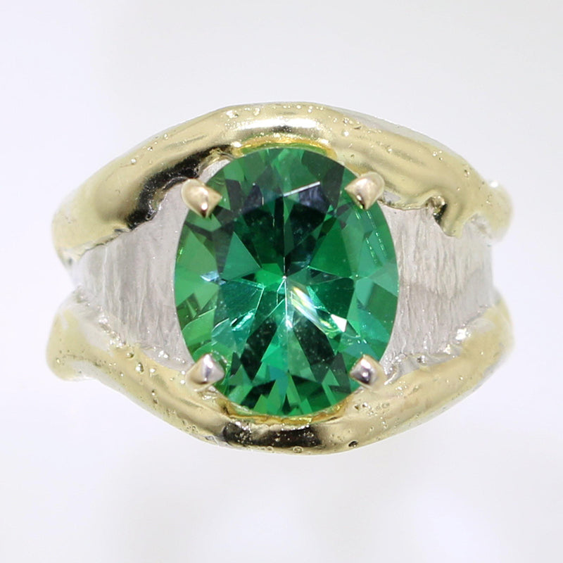 14K Gold & Crystalline Silver Rainforest Green Topaz Ring - 31968-Shelli Kahl-Renee Taylor Gallery