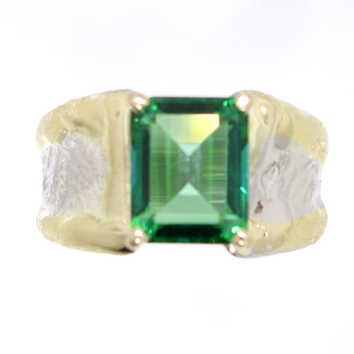 14K Gold & Crystalline Silver Rainforest Green Topaz Ring - 31969-Shelli Kahl-Renee Taylor Gallery