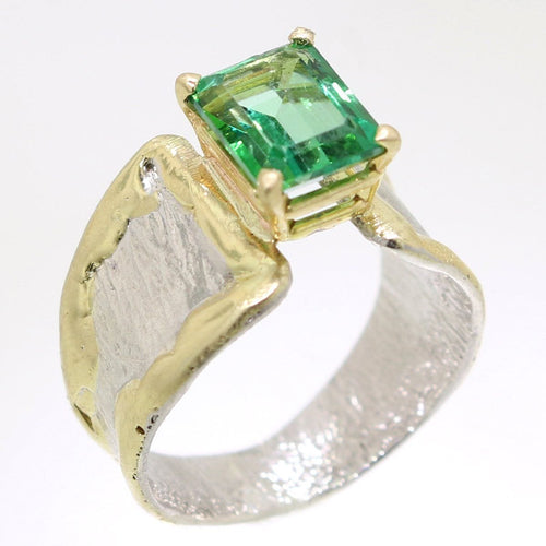 14K Gold & Crystalline Silver Rainforest Green Topaz Ring - 31970-Shelli Kahl-Renee Taylor Gallery
