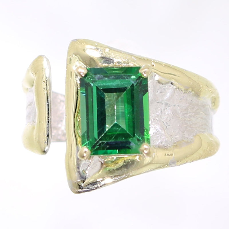 14K Gold & Crystalline Silver Rainforest Green Topaz Ring - 31972-Fusion Designs-Renee Taylor Gallery