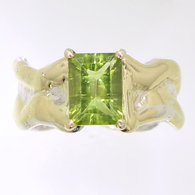 14K Gold & Crystalline Silver Peridot Ring - 31978-Shelli Kahl-Renee Taylor Gallery