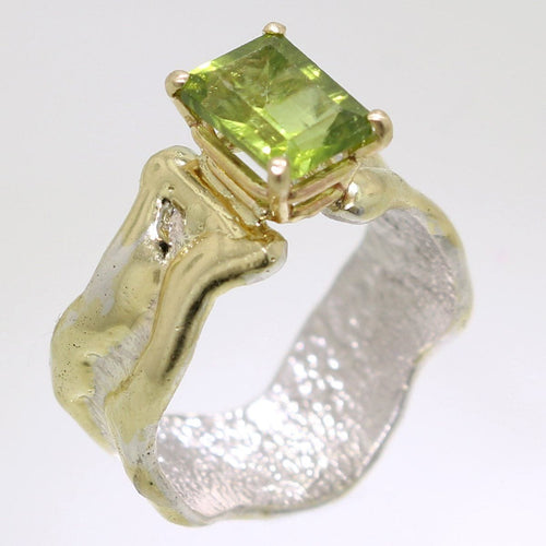 14K Gold & Crystalline Silver Peridot Ring - 31978-Shelli Kahl-Renee Taylor Gallery