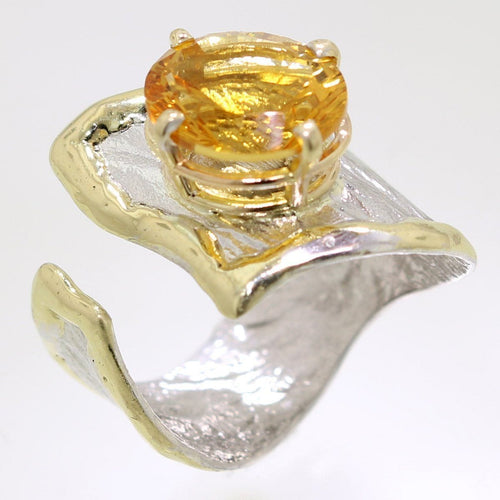 14K Gold & Crystalline Silver Citrine Ring - 31979-Shelli Kahl-Renee Taylor Gallery