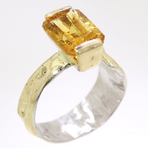 14K Gold & Crystalline Silver Citrine Ring - 31980-Shelli Kahl-Renee Taylor Gallery