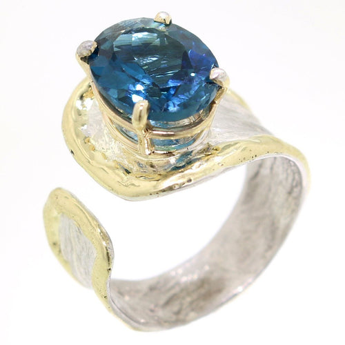 14K Gold & Crystalline Silver London Blue Topaz Ring - 31982-Shelli Kahl-Renee Taylor Gallery