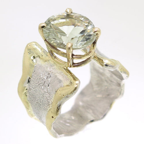 14K Gold & Crystalline Silver Prasiolite Ring - 31989-Shelli Kahl-Renee Taylor Gallery