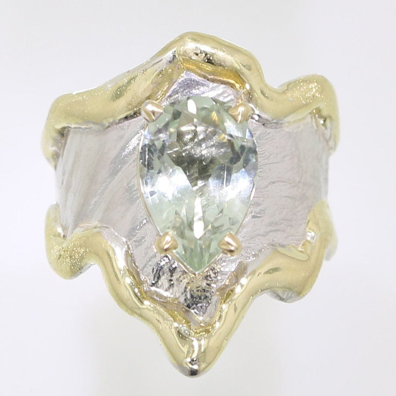 14K Gold & Crystalline Silver Prasiolite Ring - 31990-Shelli Kahl-Renee Taylor Gallery