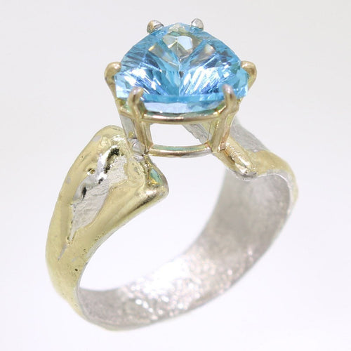 14K Gold & Crystalline Silver Blue Topaz Ring - 31991-Shelli Kahl-Renee Taylor Gallery