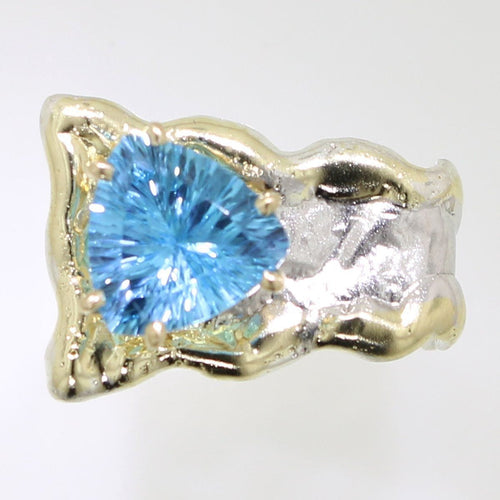 14K Gold & Crystalline Silver Blue Topaz Ring - 31992-Shelli Kahl-Renee Taylor Gallery