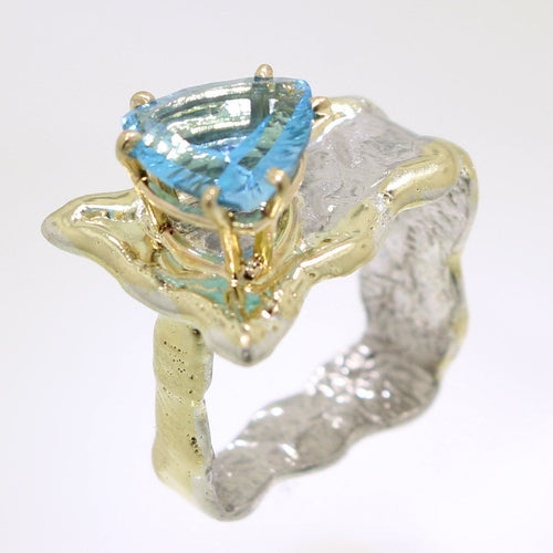 14K Gold & Crystalline Silver Blue Topaz Ring - 31992-Shelli Kahl-Renee Taylor Gallery