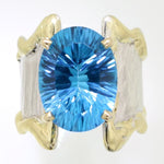 14K Gold & Crystalline Silver Blue Topaz Ring - 31993-Fusion Designs-Renee Taylor Gallery