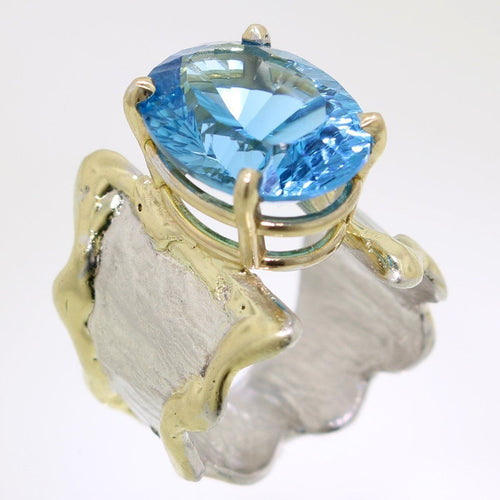 14K Gold & Crystalline Silver Blue Topaz Ring - 31993-Shelli Kahl-Renee Taylor Gallery
