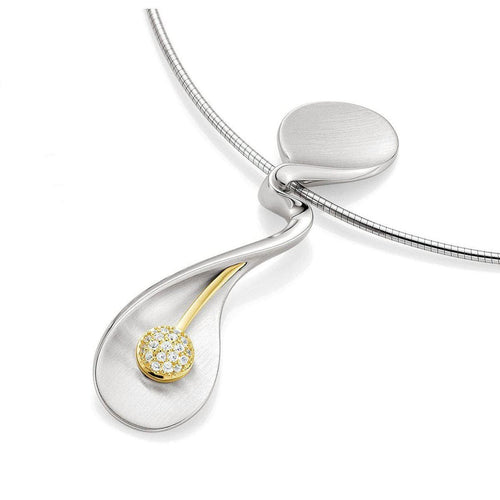 Yellow Gold Sterling Silver White Saphhire Pendant - 32/03179-Breuning-Renee Taylor Gallery