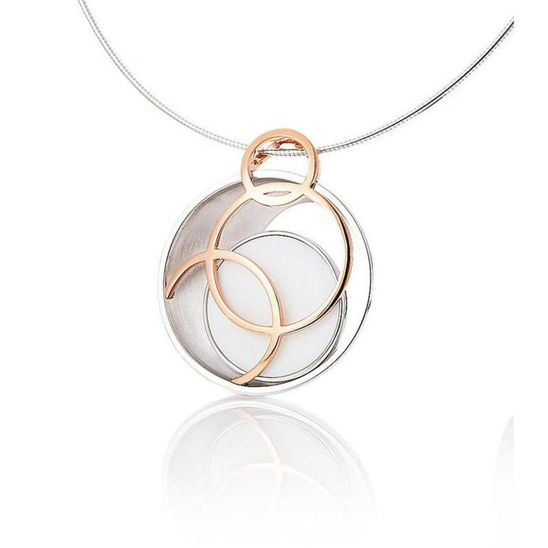 Rose Gold Plated Sterling Silver White Corian Pendant - 32/03202-Breuning-Renee Taylor Gallery