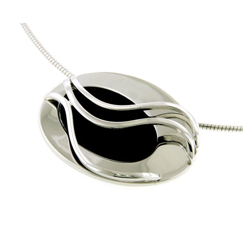 Sterling Silver Onyx Pendant - 32/09362-Breuning-Renee Taylor Gallery