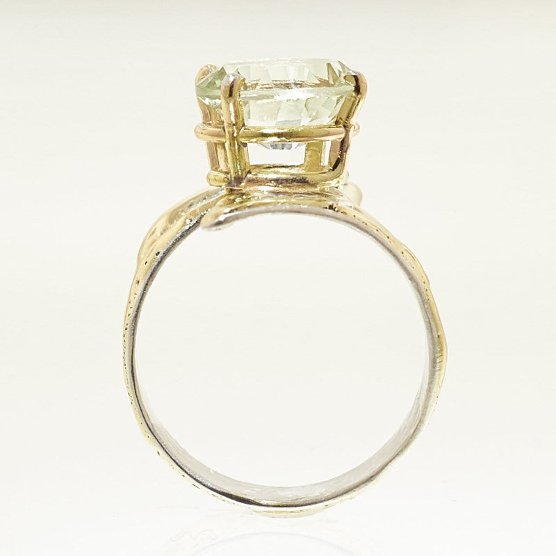 14K Gold & Crystalline Silver Prasiolite Ring - 32853-Fusion Designs-Renee Taylor Gallery