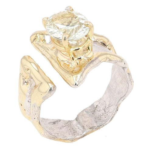 14K Gold & Crystalline Silver Prasiolite Ring - 32854-Shelli Kahl-Renee Taylor Gallery