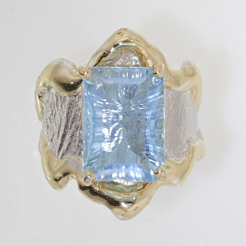 14K Gold & Crystalline Silver Sky Blue Topaz Ring - 32856-Shelli Kahl-Renee Taylor Gallery
