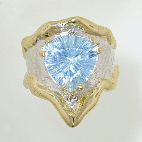 14K Gold & Crystalline Silver Sky Blue Topaz Ring - 32857-Shelli Kahl-Renee Taylor Gallery