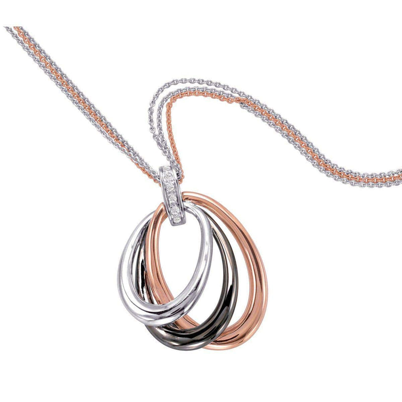 Rose Gold Plated Sterling Silver White Sapphire Pendant - 32/85727-Breuning-Renee Taylor Gallery