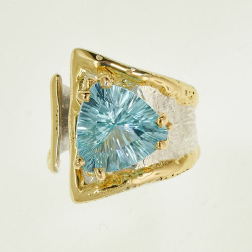 14K Gold & Crystalline Silver Sky Blue Topaz Ring - 32858-Shelli Kahl-Renee Taylor Gallery
