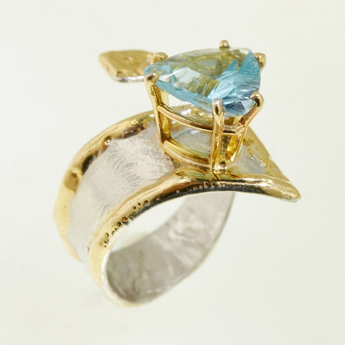 14K Gold & Crystalline Silver Sky Blue Topaz Ring - 32859-Shelli Kahl-Renee Taylor Gallery