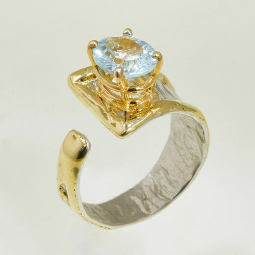 14K Gold & Crystalline Silver Sky Blue Topaz Ring - 32860-Shelli Kahl-Renee Taylor Gallery