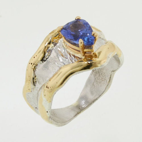 14K Gold & Crystalline Silver Tanzanite Ring - 32861-Shelli Kahl-Renee Taylor Gallery
