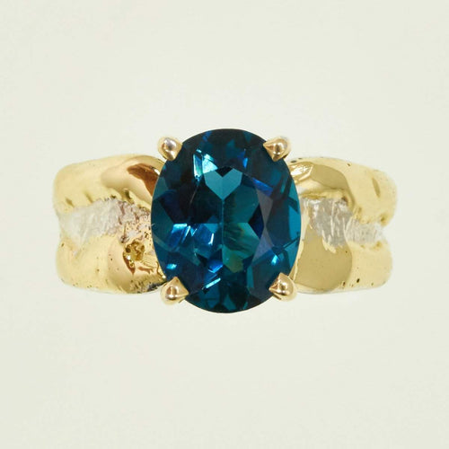 14K Gold & Crystalline Silver London Blue Topaz Ring - 32862-Shelli Kahl-Renee Taylor Gallery