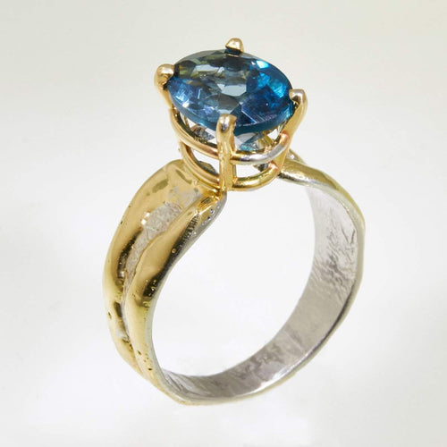 14K Gold & Crystalline Silver London Blue Topaz Ring - 32862-Shelli Kahl-Renee Taylor Gallery