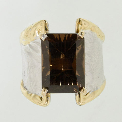 14K Gold & Crystalline Silver Smoky Quartz Ring - 32863-Shelli Kahl-Renee Taylor Gallery