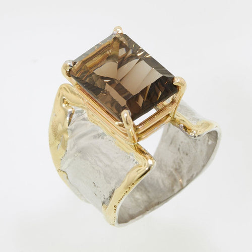 14K Gold & Crystalline Silver Smoky Quartz Ring - 32863-Shelli Kahl-Renee Taylor Gallery
