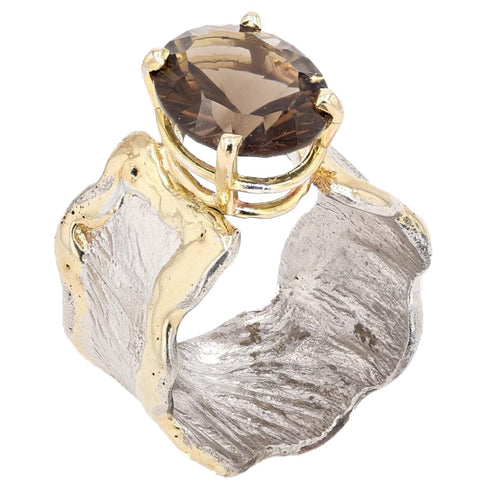 14K Gold & Crystalline Silver Smoky Quartz Ring - 32865-Shelli Kahl-Renee Taylor Gallery