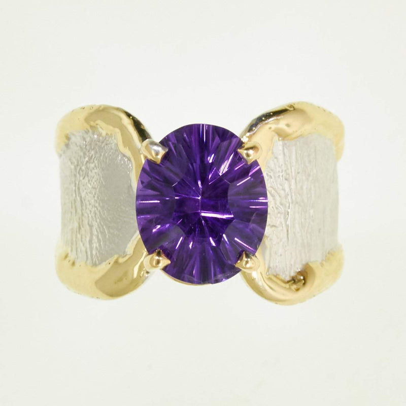 14K Gold & Crystalline Silver Amethyst Ring - 32866-Shelli Kahl-Renee Taylor Gallery