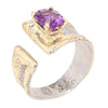 14K Gold & Crystalline Silver Amethyst Ring - 32867-Shelli Kahl-Renee Taylor Gallery