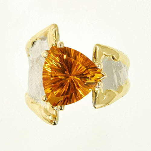 14K Gold & Crystalline Silver Citrine Ring - 32876-Shelli Kahl-Renee Taylor Gallery
