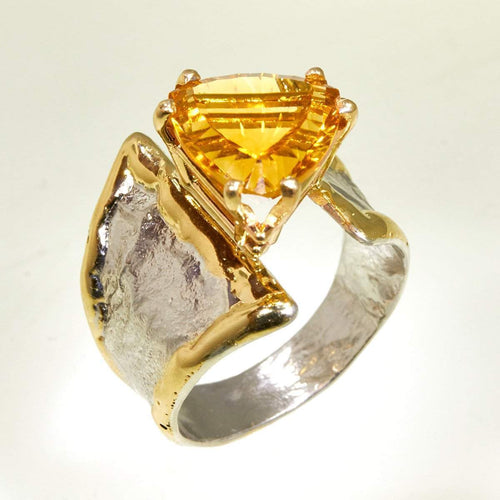 14K Gold & Crystalline Silver Citrine Ring - 32876-Shelli Kahl-Renee Taylor Gallery
