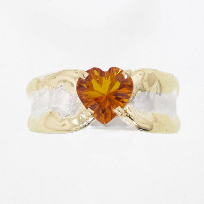 14K Gold & Crystalline Silver Citrine Heart Ring - 32878-Shelli Kahl-Renee Taylor Gallery