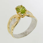 14K Gold & Crystalline Silver Peridot Ring - 32881-Fusion Designs-Renee Taylor Gallery