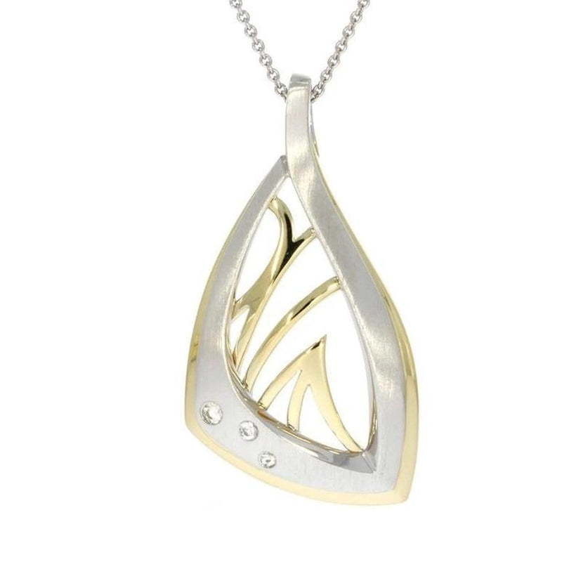 Yellow Gold & Rhodium Plated Sterling Silver White Sapphire Pendant - 32/03289-0-RH/Y-Breuning-Renee Taylor Gallery