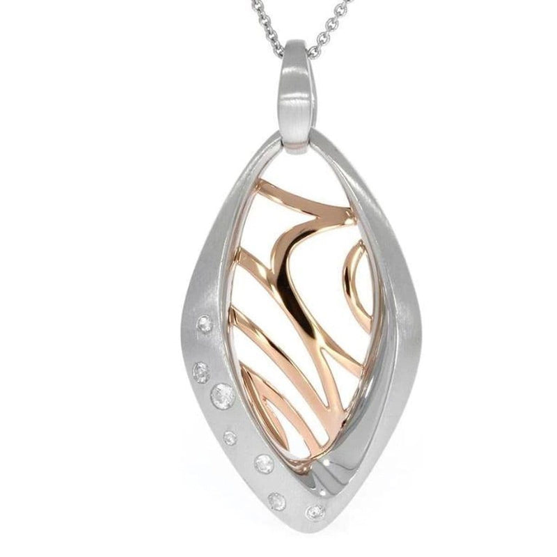 Rose Gold & Rhodium Plated Sterling Silver White Sapphire Necklace - 32/03290-0-RH/R-Breuning-Renee Taylor Gallery