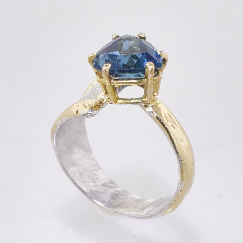 14K Gold & Crystalline Silver London Blue Topaz Ring - 33259-Shelli Kahl-Renee Taylor Gallery